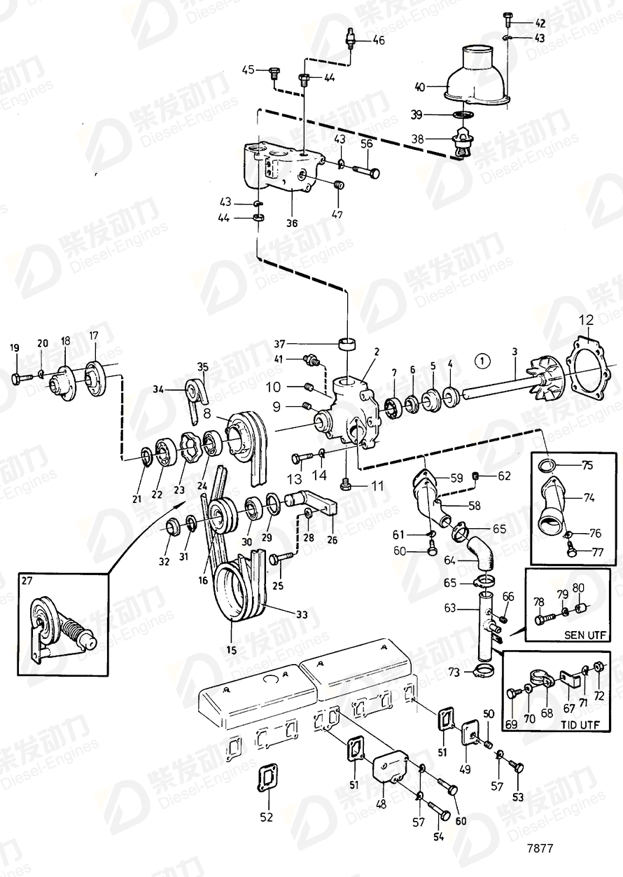 VOLVO Coolant pump 3803202 Drawing